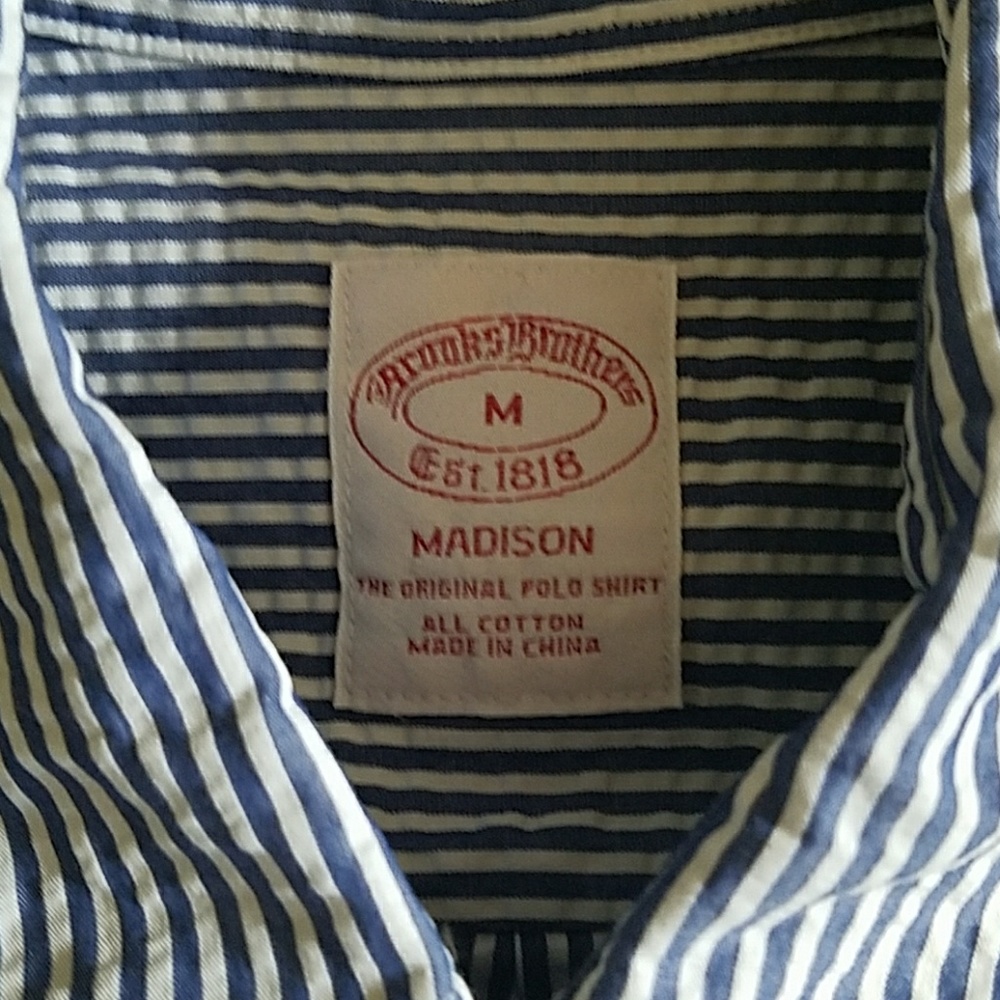 Mens seersuccer long sleeve dress shirt